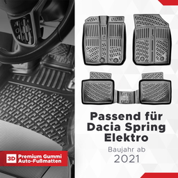 3D Auto Fussmatten Set passend für Dacia Spring Elektro Baujahr ab 2021 thumbnail