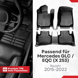 5D Premium Auto Fussmatten TPE Set passend für Mercedes GLC / EQC (X 253) Baujahr 2015-2022 thumbnail