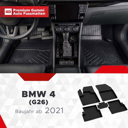 3D Premium Gummi Auto Fussmatten Set Passend für BMW 4 (G26) Baujahr ab 2021 thumbnail
