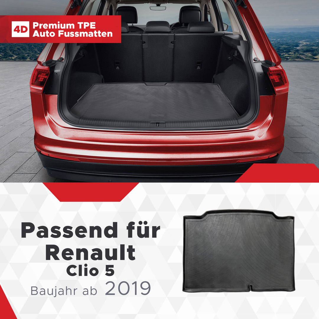 3D Kofferraum Matte passend für Renault Clio 5 ab 2019