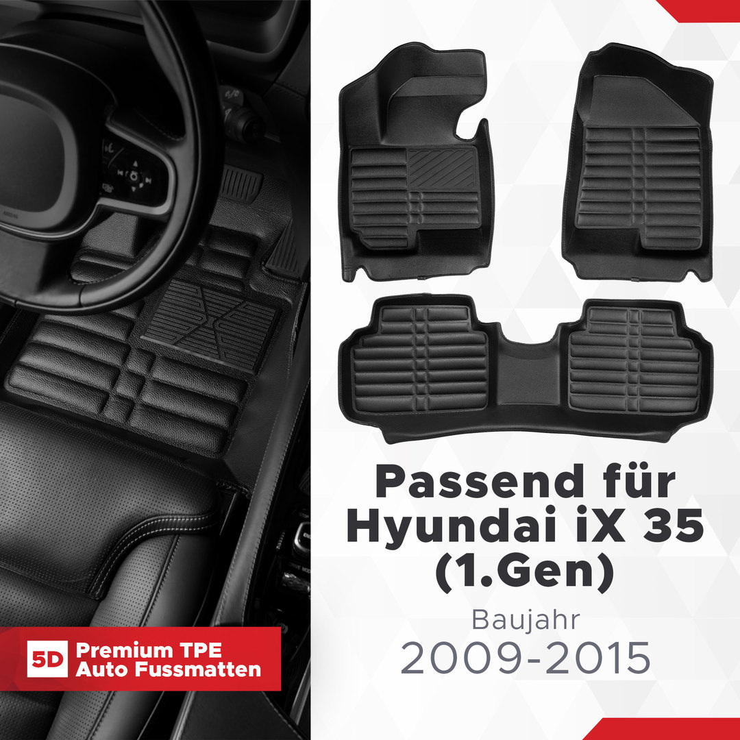 5D Premium Auto Fussmatten TPE Set passend für Hyundai iX 35 (1.Gen) Baujahr 2009-2015 1