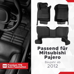 5D Premium Auto Fussmatten TPE Set passend für Mitsubishi Pajero Baujahr ab 2012 thumbnail