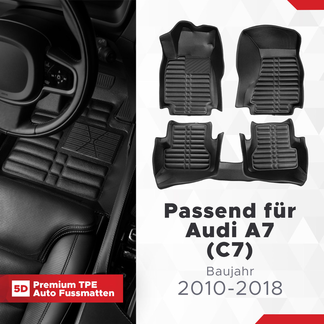 5D Premium Auto Fussmatten TPE Set passend für Audi A7 (C7) Baujahr 2010-2018 1