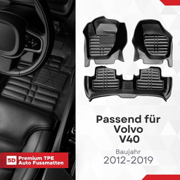 5D Premium Auto Fussmatten TPE Set passend für Volvo V40 Baujahr 2012-2019 thumbnail