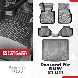 3D Auto Gummimatten & Kofferraumwanne Set für BMW X1 U11 ab 2022 (OBERER LADEBODEN) thumbnail
