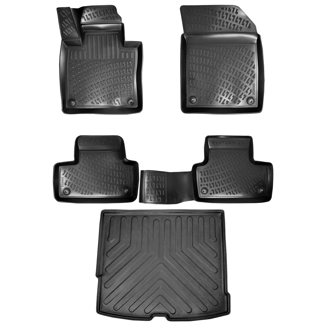 3D Auto Gummimatten & Kofferraumwanne Set für Volvo XC60 (2.Gen) Baujahr ab 2017 ( Mitteltunnel passt Nicht in Recharge ) 2