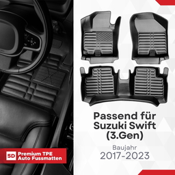 5D Premium Auto Fussmatten TPE Set passend für Suzuki Swift (3.Gen) Baujahr 2017-2023 thumbnail