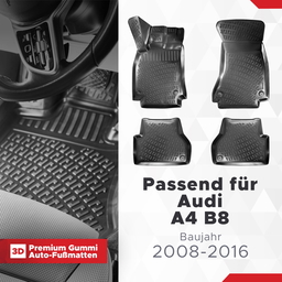 3D Auto Fußmatten Set für Audi A4 B8 Baujahr 2008-2016 thumbnail
