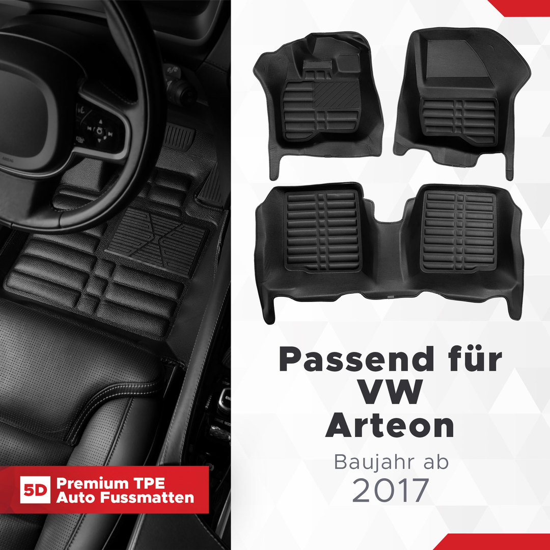 5D Premium Auto Fussmatten TPE Set passend für VW Arteon Baujahr ab 2017