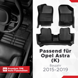 5D Premium Auto Fussmatten TPE Set passend für Opel Astra (K) Baujahr 2015-2019 thumbnail