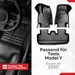 5D Premium Auto Fussmatten TPE Set passend für Tesla Model Y Baujahr ab 2020 thumbnail