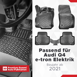 3D Auto Fußmatten Set für Audi Q4 e-tron Elektrik Baujahr ab 2021 thumbnail