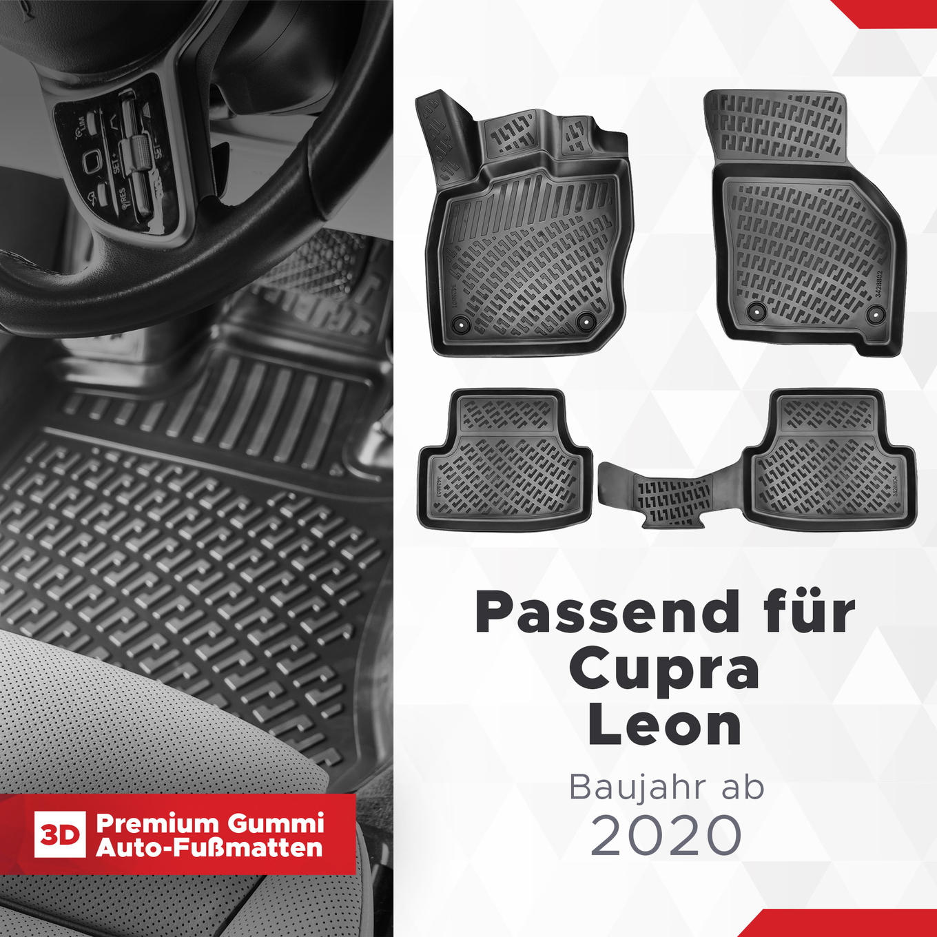 3D Auto Fussmatten Set passend für Cupra Leon Baujahr ab 2020