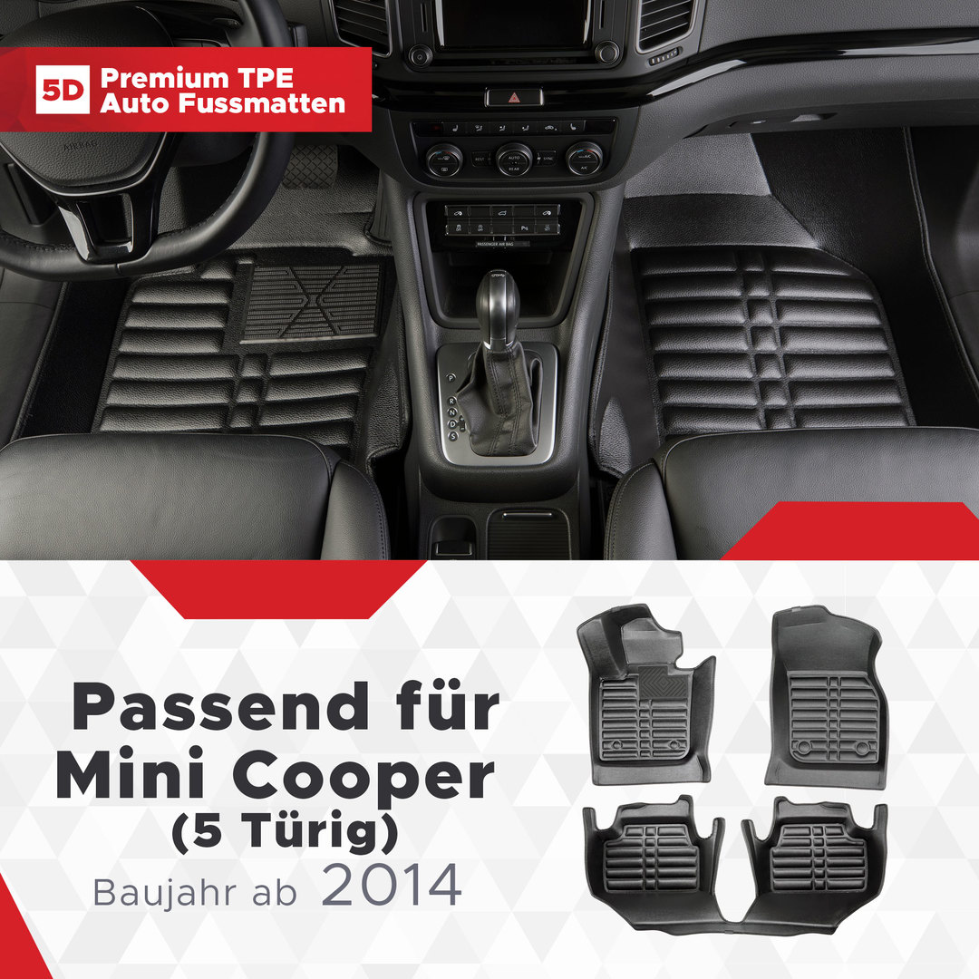 5D Premium Auto Fussmatten TPE Set passend für Mini Cooper F55 (3.Gen) (5 Türig) Baujahr ab 2014 1