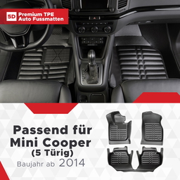 5D Premium Auto Fussmatten TPE Set passend für Mini Cooper F55 (3.Gen) (5 Türig) Baujahr ab 2014 thumbnail