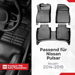 5D Premium Auto Fussmatten TPE Set passend für Nissan Pulsar Baujahr 2014-2018 thumbnail