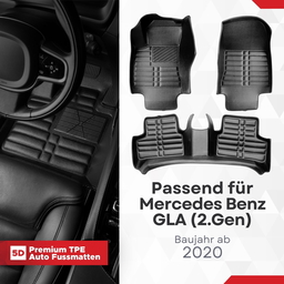 5D Premium Auto Fussmatten TPE Set passend für Mercedes Benz GLA (2.Gen) Baujahr ab 2020 thumbnail