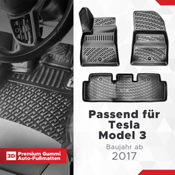 3D Auto Fussmatten Set passend für Tesla Model 3 Baujahr ab 2017 thumbnail