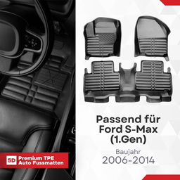 5D Premium Auto Fussmatten TPE Set passend für Ford S-Max (1.Gen) Baujahr 2006-2014 thumbnail