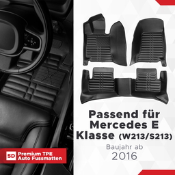 5D Premium Auto Fussmatten TPE Set passend für Mercedes E Klasse (W213/S213) Baujahr 2016-2023 thumbnail