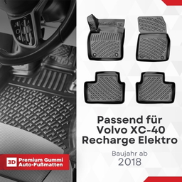 3D Auto Fussmatten Set passend für Volvo XC-40 Recharge Elektro Baujahr ab 2018 thumbnail