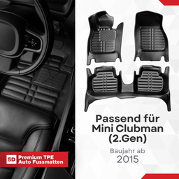 5D Premium Auto Fussmatten TPE Set passend für Mini Clubman (2.Gen) Baujahr ab 2015 thumbnail