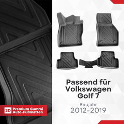3D Fußmatten für VW Golf 7 2012-2019 | Carbonfaser-Optik Gummimatte thumbnail