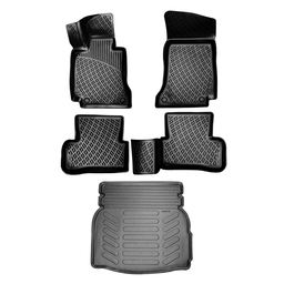 3D Auto Gummimatten & Kofferraumwanne Set für Mercedes C Klasse W205 (Umklappbare Rücksitze) Baujahr 2014-2021 thumbnail
