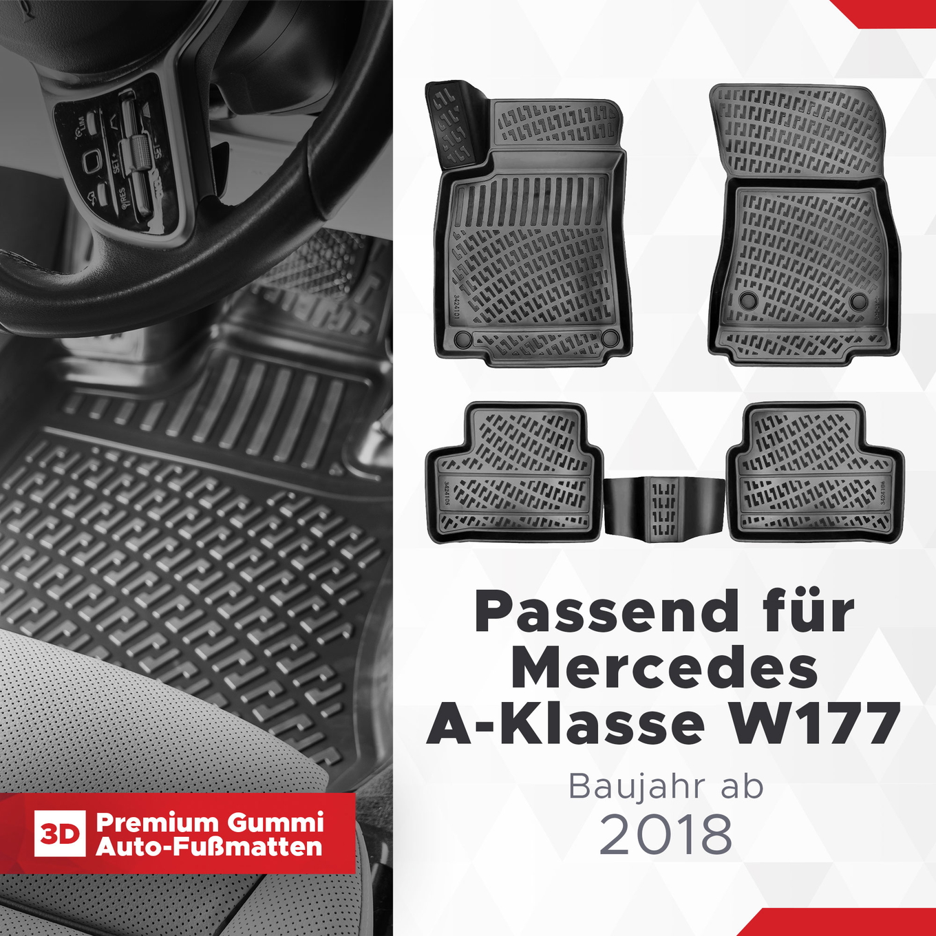3D Fussmatten passend für Mercedes A-Klasse V177/W177 ab 2018 1