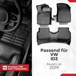 5D Premium Auto Fussmatten TPE Set passend für VW ID3 Baujahr ab 2019 thumbnail