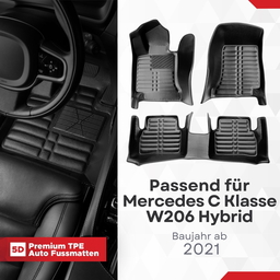 5D Premium Auto Fussmatten TPE Set passend für Mercedes C Klasse W206 Hybrid Baujahr ab 2021 thumbnail