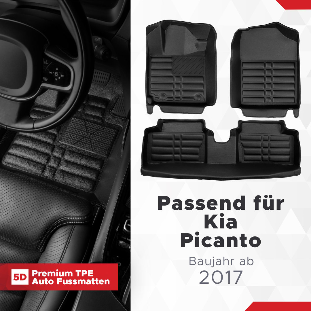 5D Premium Auto Fussmatten TPE Set passend für Kia Picanto Baujahr ab 2017 1