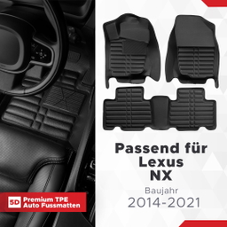 5D Premium Auto Fussmatten TPE Set passend für Lexus NX Baujahr 2014-2021 thumbnail