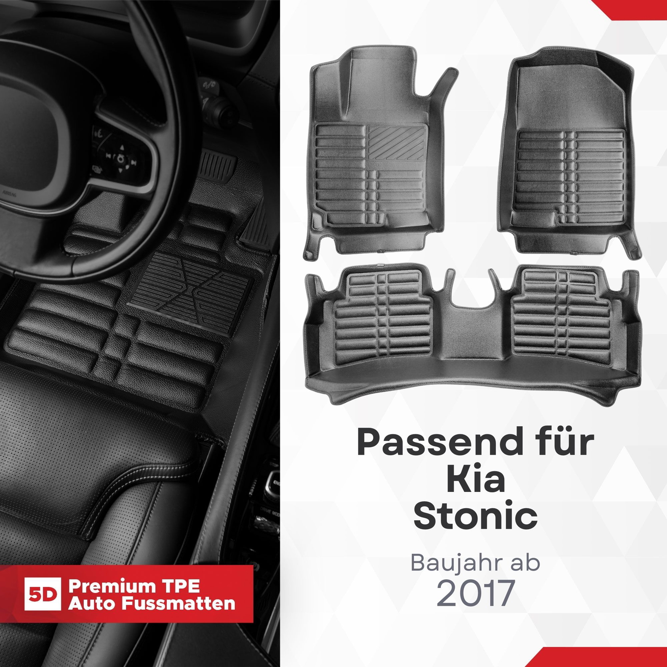 5D Premium Auto Fussmatten TPE Set passend für Kia Stonic Baujahr ab 2017 1
