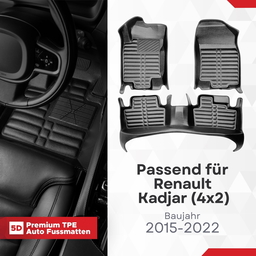 5D Premium Auto Fussmatten TPE Set passend für Renault Kadjar (4x2) Baujahr 2015-2022 thumbnail