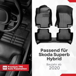 5D Premium Auto Fussmatten TPE Set passend für Skoda Superb Hybrid Baujahr ab 2020 thumbnail