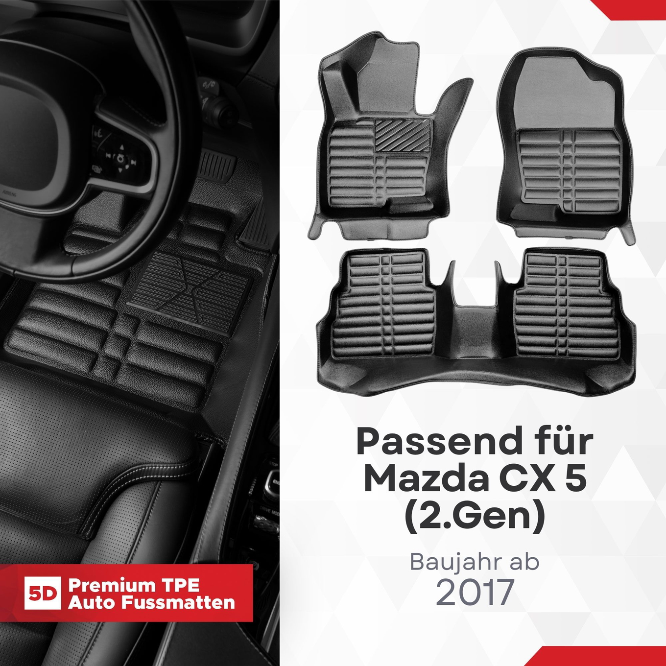 5D Premium Auto Fussmatten TPE Set passend für Alfa Romeo Giulietta Baujahr ab 2010 1