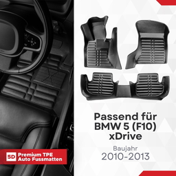 5D Premium Auto Fussmatten TPE Set passend für BMW 5 (F10) xDrive Baujahr 2010-2013 thumbnail