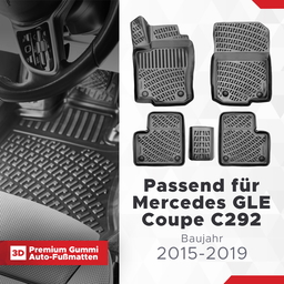 3D Auto Fussmatten Set passend für Mercedes GLE Coupe C292 Baujahr 2015-2019 thumbnail