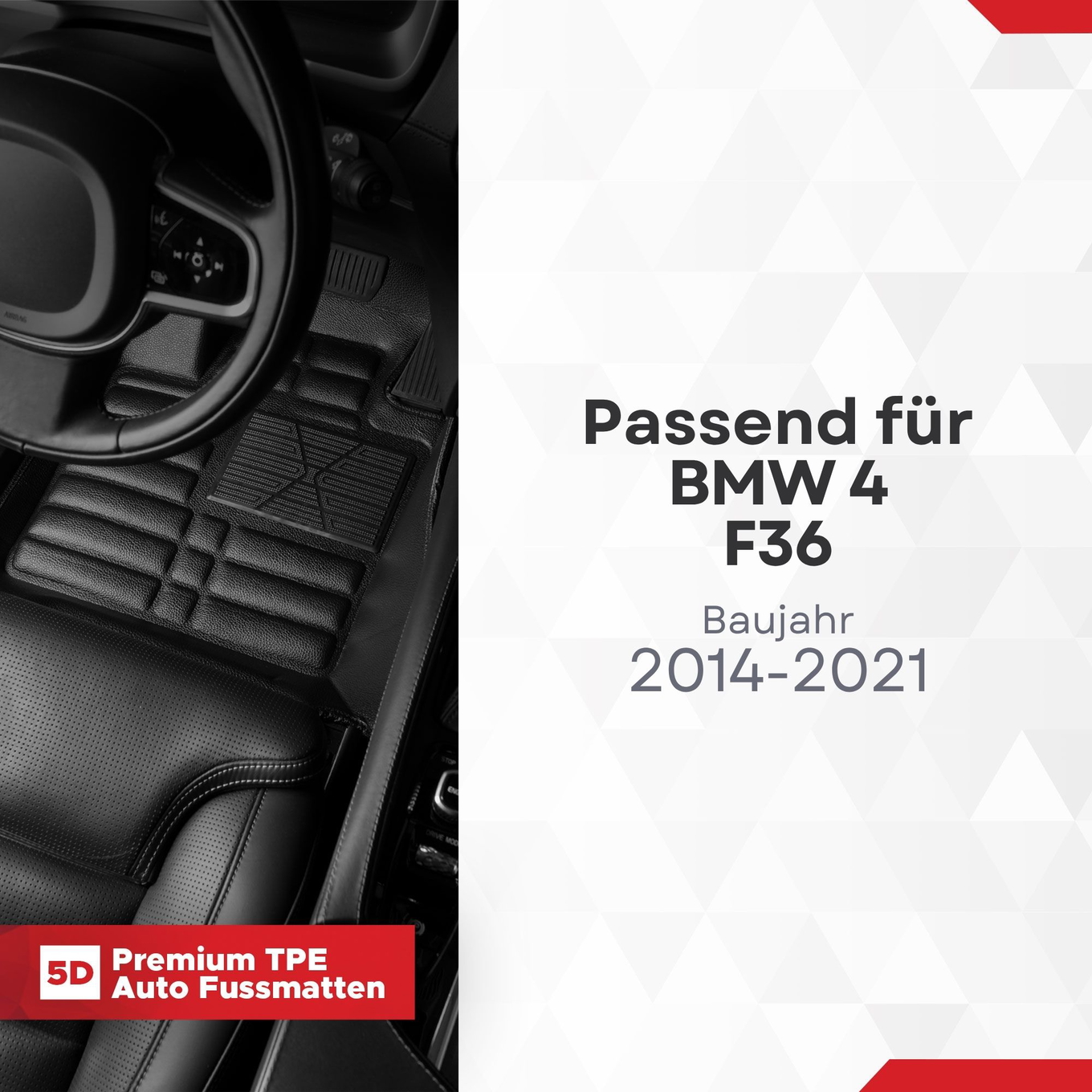 5D Premium Auto Fussmatten TPE Set passend für BMW 4 F36 Baujahr 2014-2021 1