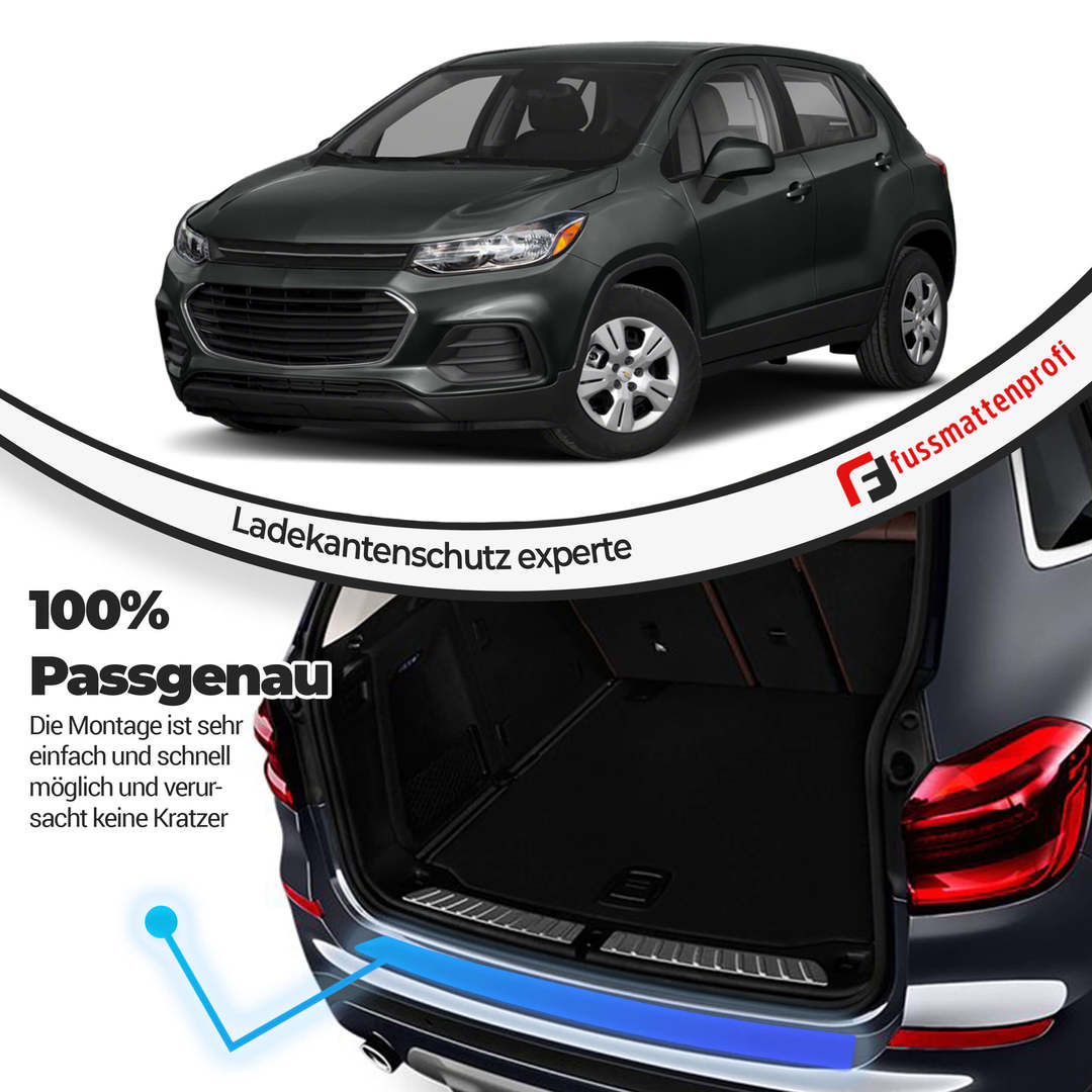 Ladekantenschutz aus Edelstahl Chrom mit Abkantung Kompatibel für Chevrolet Trax Baujahr 2011 1
