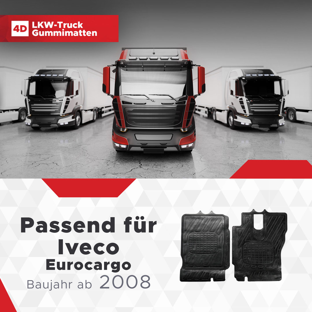 LKW Gummi Fussmatten 3D Passend für Iveco Eurocargo Serie Baujahr ab 2008 1