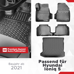 3D Auto Gummimatten & Kofferraumwanne Set für Hyundai IONIQ 5 Baujahr ab 2021 thumbnail