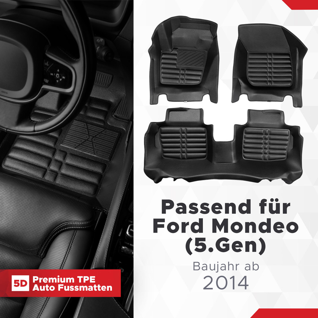 5D Premium Auto Fussmatten TPE Set passend für Ford Mondeo (5.Gen) Baujahr ab 2014 1