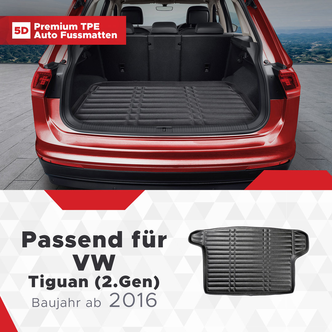5D Premium Kofferraummatte passend für VW Tiguan (2.Gen) ab 2016
