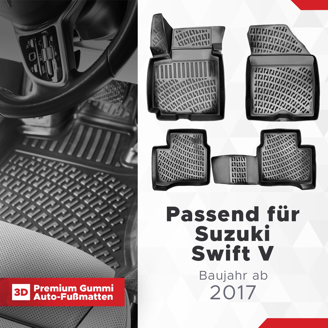 3D Auto Fussmatten Set passend für Suzuki Swift V Baujahr ab 2017 1
