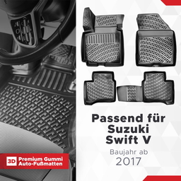 3D Auto Fussmatten Set passend für Suzuki Swift V Baujahr ab 2017 thumbnail