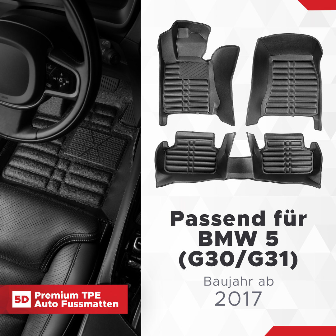 5D Premium Auto Fussmatten TPE Set passend für BMW 5 (G30/G31) Baujahr ab 2017 1
