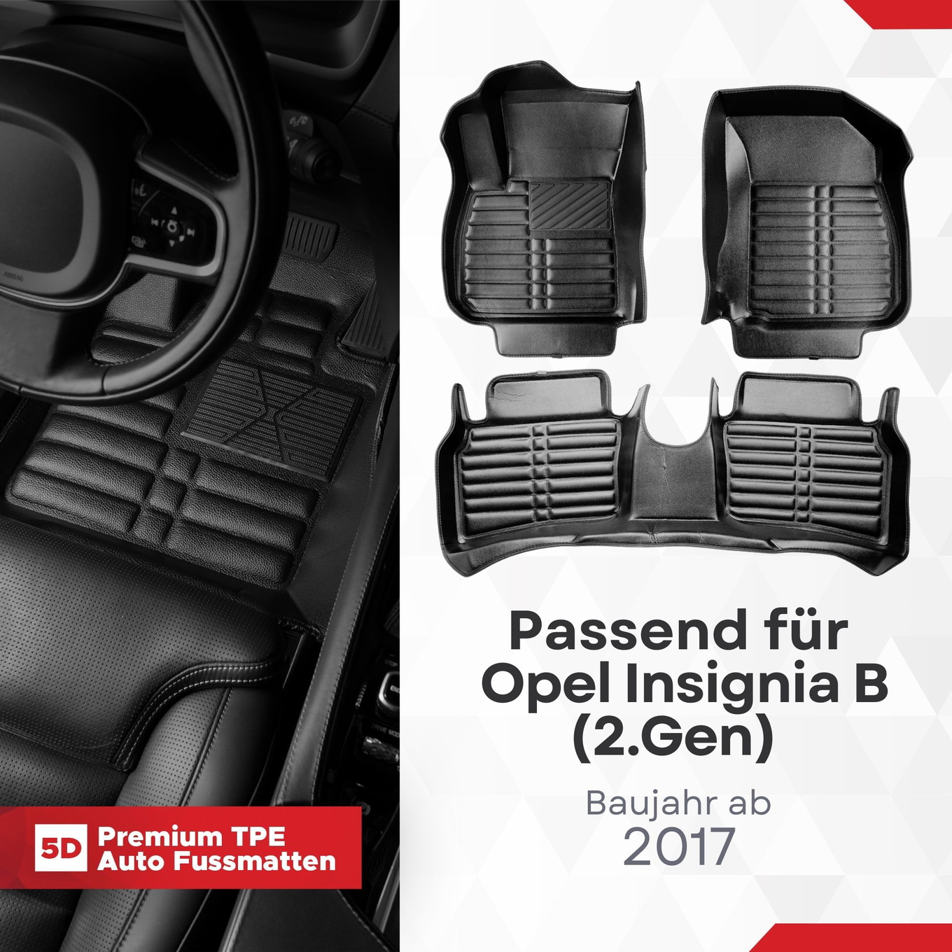 5D Premium Auto Fussmatten TPE Set passend für Opel Insignia B (2.Gen) Baujahr ab 2017 1