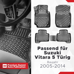 3D Auto Fussmatten Set passend für Suzuki Vitara 5 Türig Baujahr 2005-2014 thumbnail
